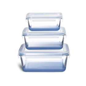 Set of 3 Glass Nestable Food Storage Containers - Navy