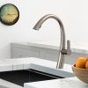 Single Handle High Arc Brushed Nickel Pull Out Kitchen Faucet; Stainless Steel Kitchen Sink Faucets with Pull Down Sprayer