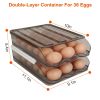 Egg Container Holder for Refrigerator Double Layer Egg Storage Box with Lid Automatic Rolling Egg Box Organizer Bin Tray Rack 36 Eggs