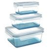 Set of 3 Glass Nestable Food Storage Containers - Navy