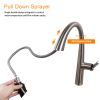 Single Handle High Arc Brushed Nickel Pull Out Kitchen Faucet; Stainless Steel Kitchen Sink Faucets with Pull Down Sprayer