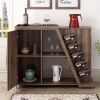 Kitchen Island Cart on Wheels with Adjustable Shelf and 5 Wine Holders; Storage Cart for Dining Room (Brown)