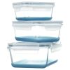 Set of 3 Glass Nestable Food Storage Containers - Navy