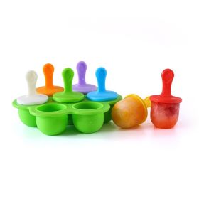 1pc 7 Holes Silicone Popsicle Mold; Ice Pop Molds Maker; Storage Container For Homemade Food; Ice Cream DIY Pop Molds; BPA Free (Color: Green Base)