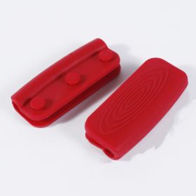 1 Pair Of Silicone Handles; Anti-scalding Non-slip Silicone Pot Handle Cover; Heat Insulation Handle Cover; Kitchen Accessories (Color: Red)