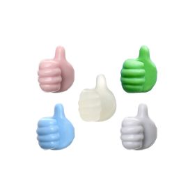 Silicone Thumb Wall Hook Creative Adhesive Thumb Cable Clip Key Hook Wall Hangers for Data Cable Earphone Belt hat Key Storage (type: Mixed Colors 5 packs)