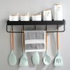 Black Hook Frame Wall-mounted Kitchen Shelf Hanging Rod Space Aluminum Hanger Storage Rack Home Condiment Rack