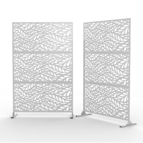 6.5 ft. H x 4 ft. W Laser Cut Metal Privacy Screen;  24"*48"*3 panels (Color: White)