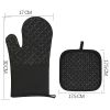 Kitchen Oven Gloves, Silicone and Cotton Double-Layer Heat Resistant Oven Mitts/BBQ Gloves