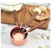 Kitchen Accessories 4Pcs/Set Measuring Cups Spoons Stainless Steel Plated Copper Wooden Handle Cooking Baking Tools